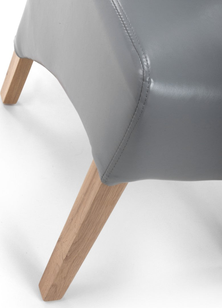 Shankar Krista Roll Back Bonded Leather Grey Dining Chairs (Sold in Pairs)