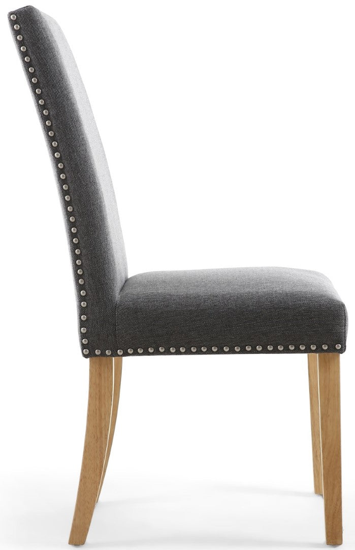 Shankar Randall Stud Detail Linen Effect Steel Grey with Natural Legs (Sold in Pairs)