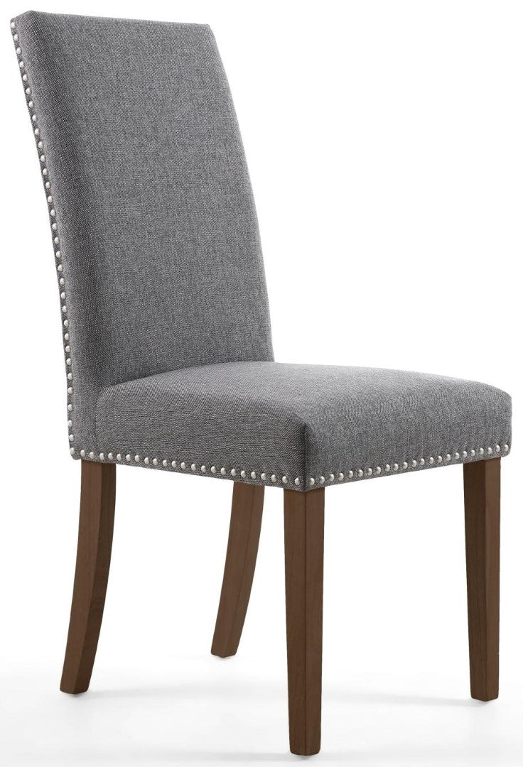 Shankar Randall Stud Detail Linen Effect Steel Grey in Walnut Legs. Free delivery UK mainland.Sale