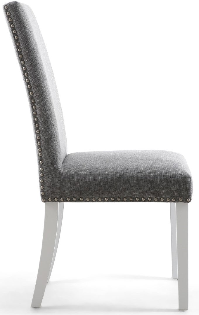 Shankar Randall Stud Detail Linen Effect Silver Grey in White Legs (Sold in Pairs)