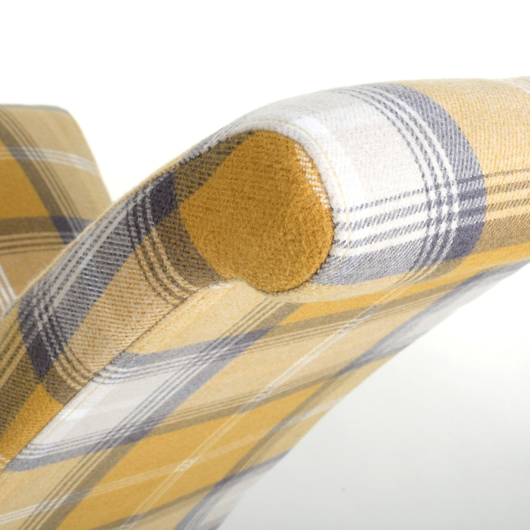 Shankar Karta Scroll Back Check Yellow Dining Chair (Sold in Pairs)