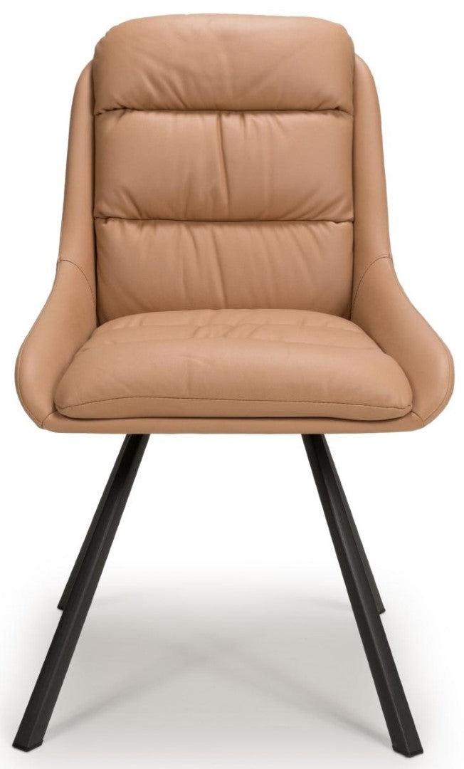 Arnhem Swivel Leather Effect Tan Dining Chairs (Sold in Pairs)