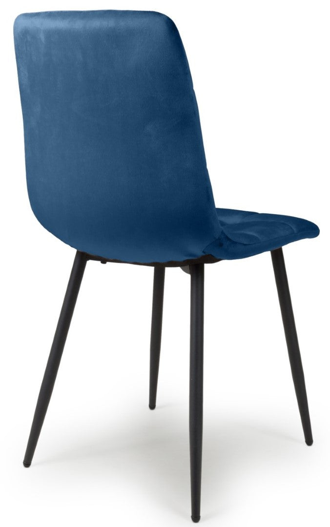 Shankar Madison Blue Brushed Velvet Dining Chairs (Set of 4 chairs)