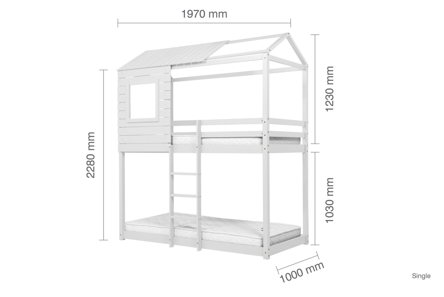 Birlea Adventure 3ft Single White Pine Bunk Bed Frame