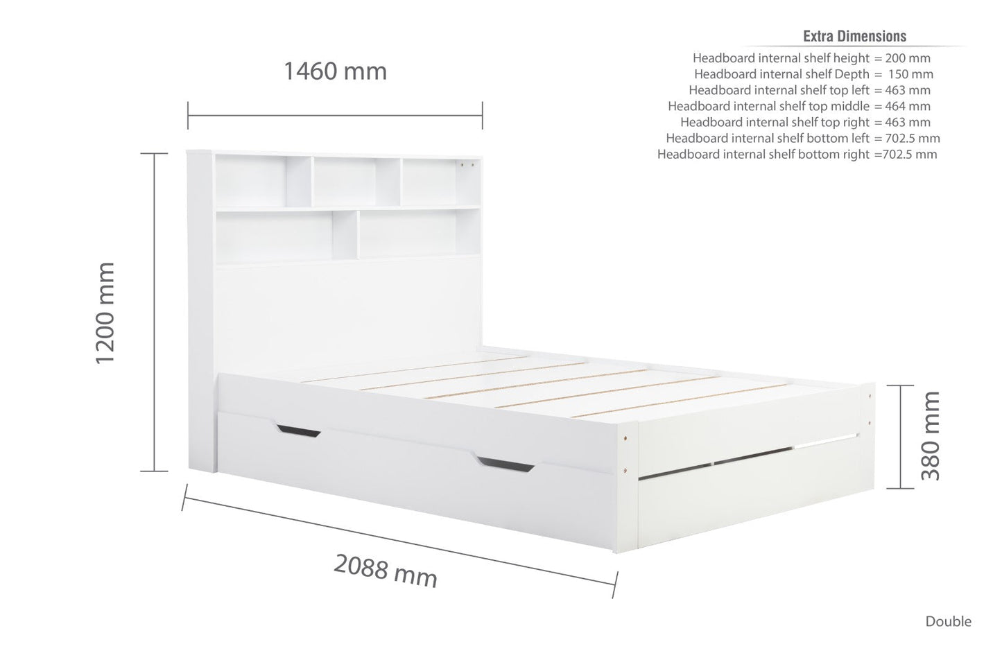 Birlea Alfie 5ft Kingsize White Wooden Storage Bed Frame