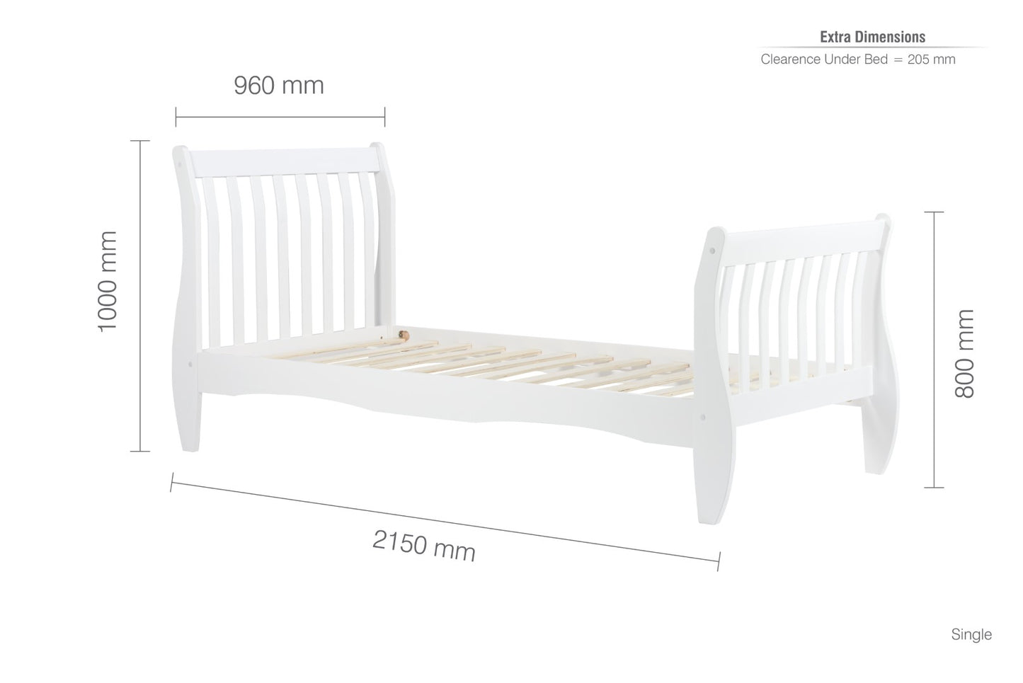 Birlea Belford 3ft Single White Pine Bed Frame