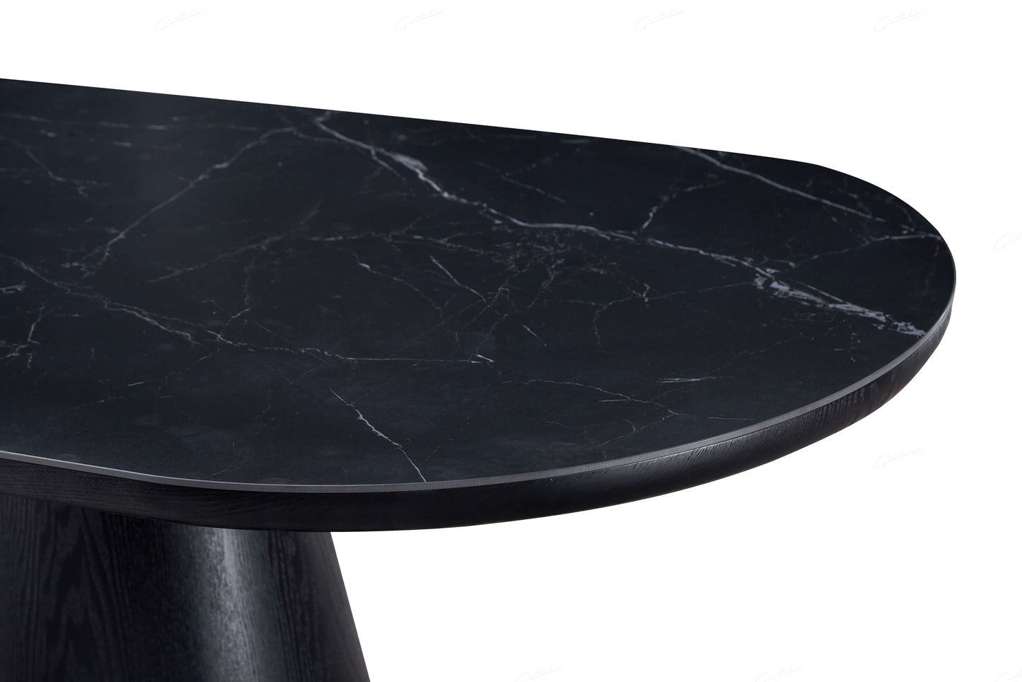 Bianca 200cm Black & Black Sintered Stone Oval Dining Table. Sale Price. Free UK delivery.