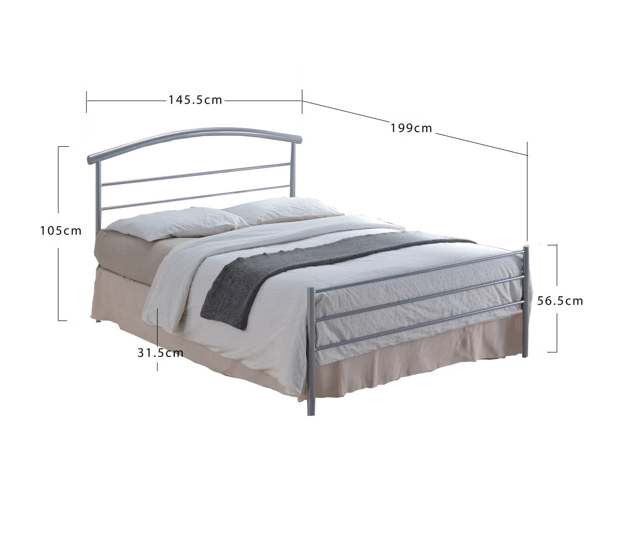 Time Living Brennington 4ft6 Double Silver Metal Bed Frame