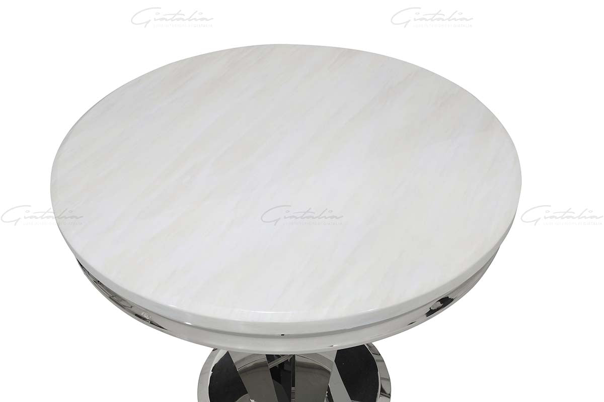 Buy 90cm White Marble Round Dining Table UK Free Delivery