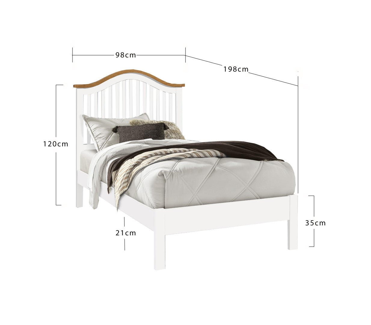 Time Living Chester 3ft Single White Wood Bed Frame