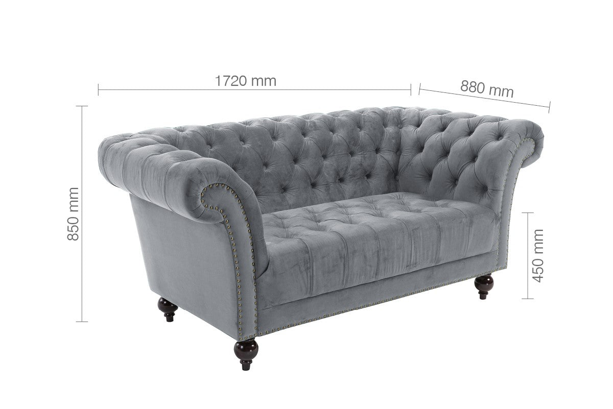 Birlea Chester Grey 2 Seater Fabric Sofa