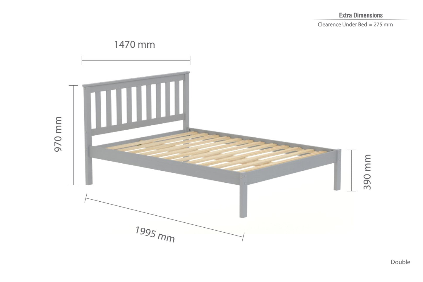 Birlea Denver 4ft6 Double Grey Pine Bed Frame