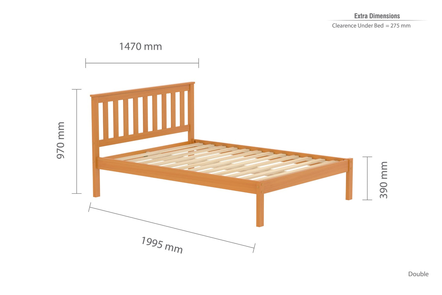 Birlea Denver 4ft6 Double Oak Pine Bed Frame