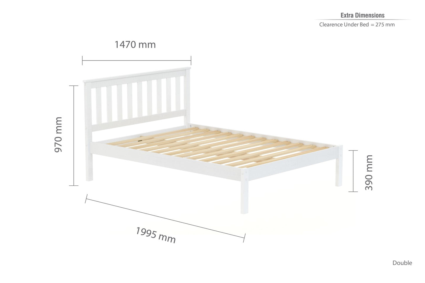 Birlea Denver 4ft6 Double White Pine Bed Frame