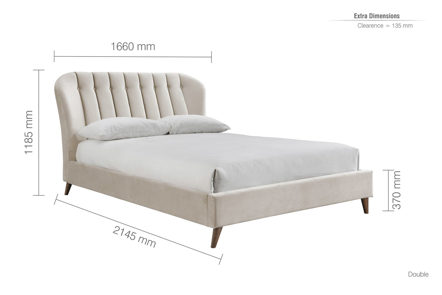 Birlea Elm 4ft6 Double Warm Stone Fabric Bed Frame