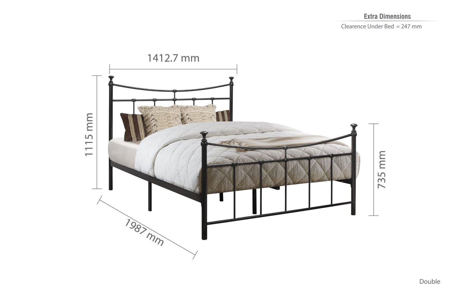 Birlea Emily 4ft6 Double Black Metal Bed Frame