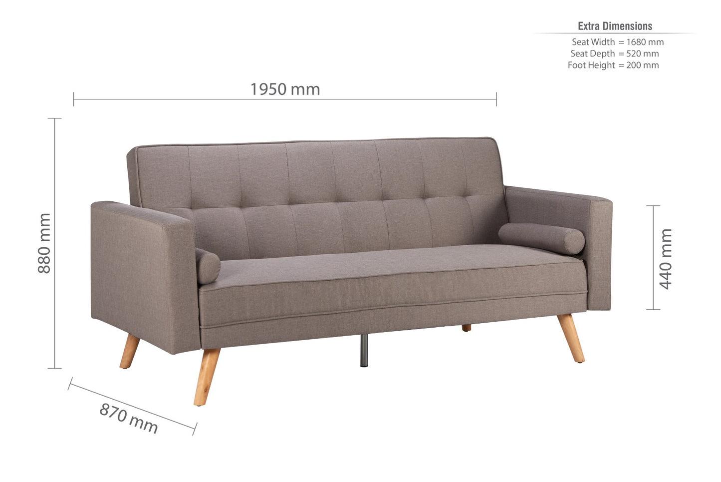 Birlea Ethan Grey Large Sofa Bed