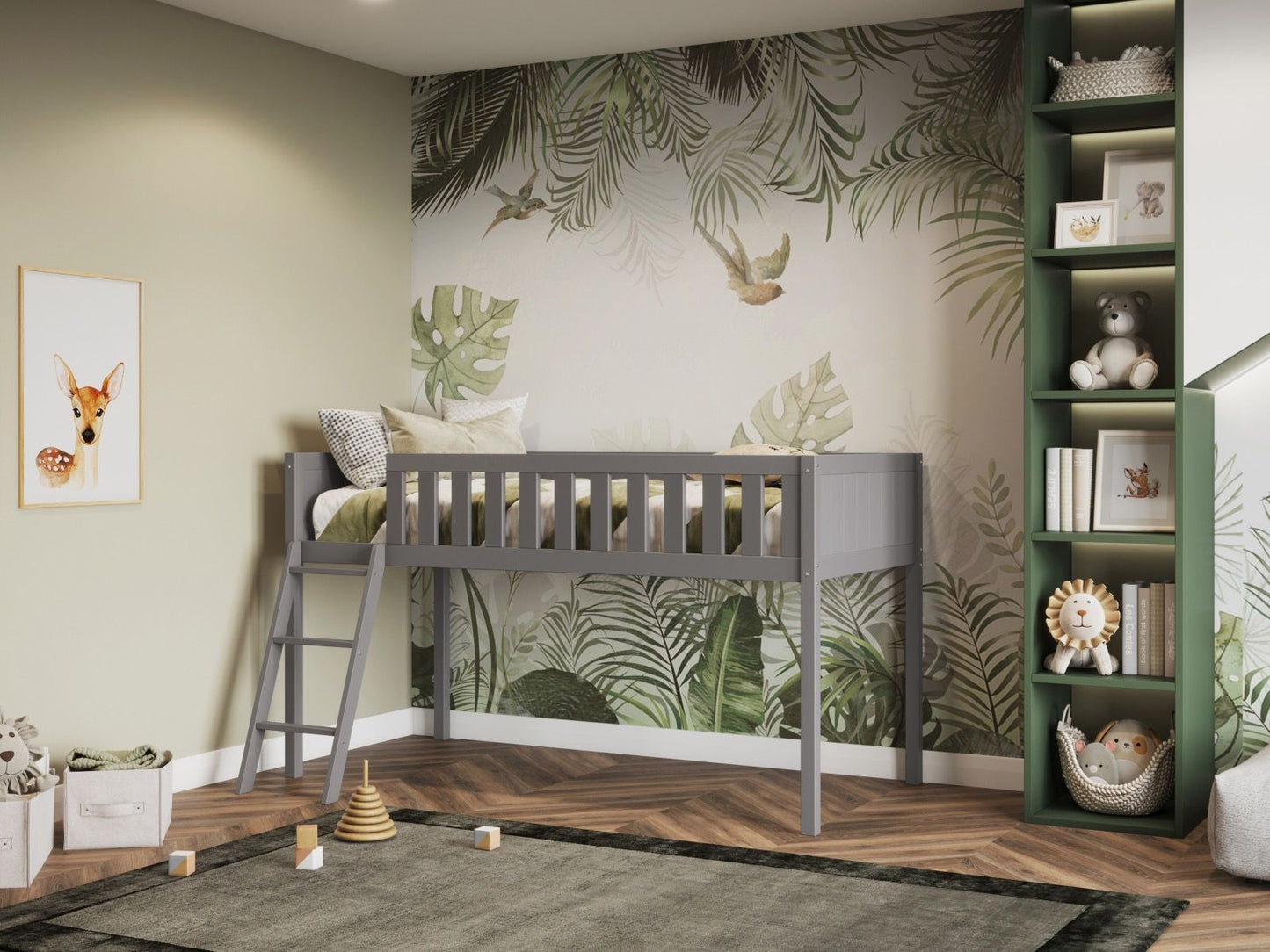 Flair Furnishings Bea Shorty Grey Midsleeper Cabin Bed