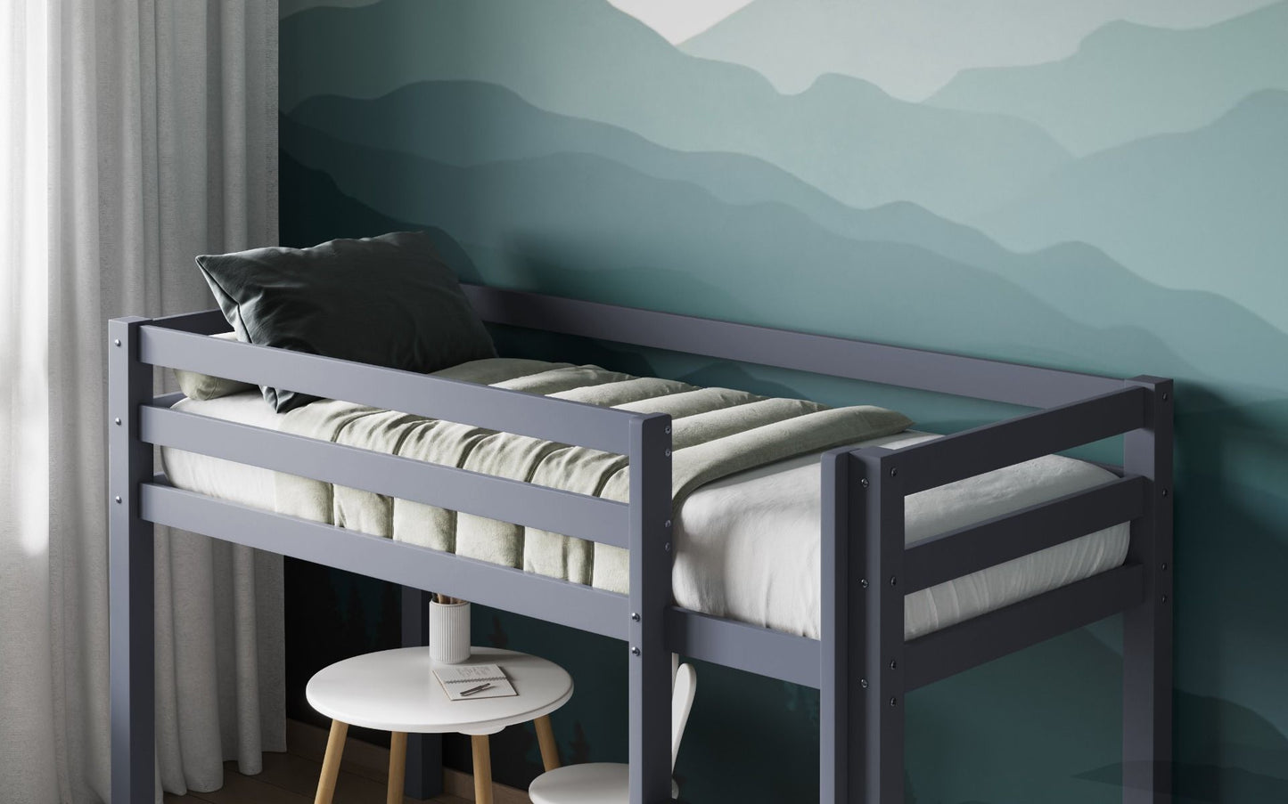 Flair Elara Shorty Grey Wooden Midsleeper Bed Frame