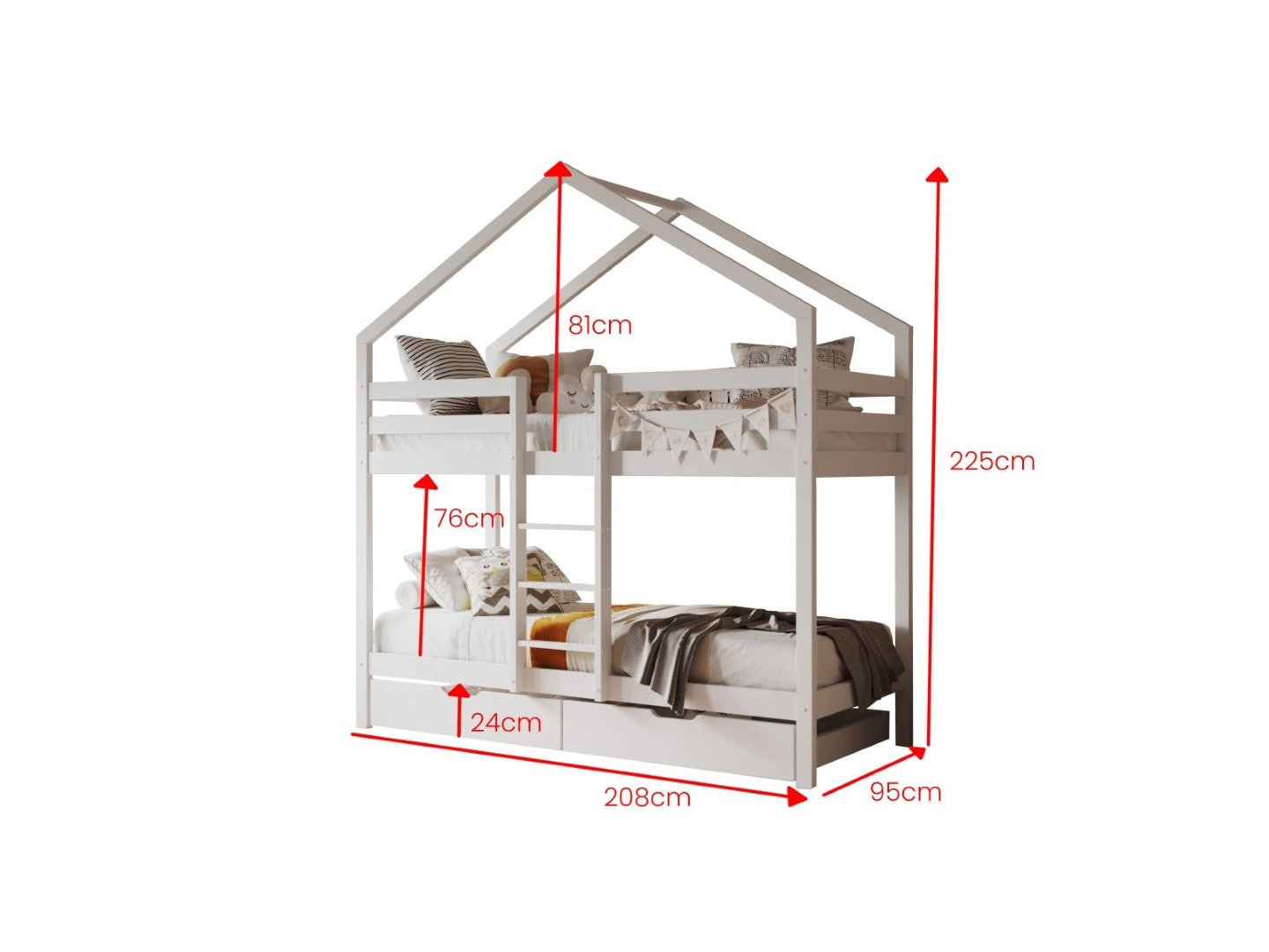 Flair Furnishings Grey Nest House Bunk Bed