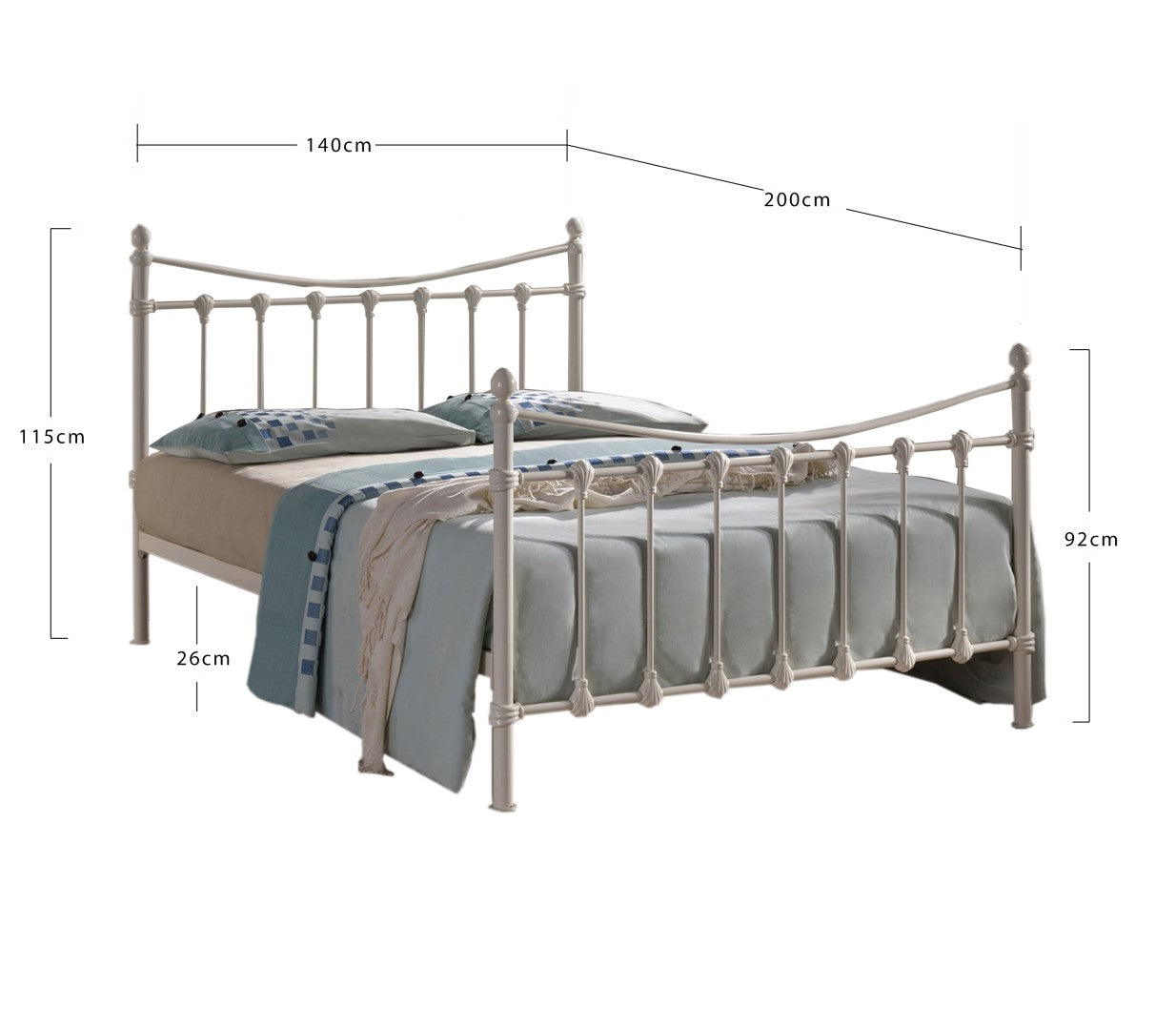 Time Living Florida 4ft6 Double Ivory Metal Bed Frame