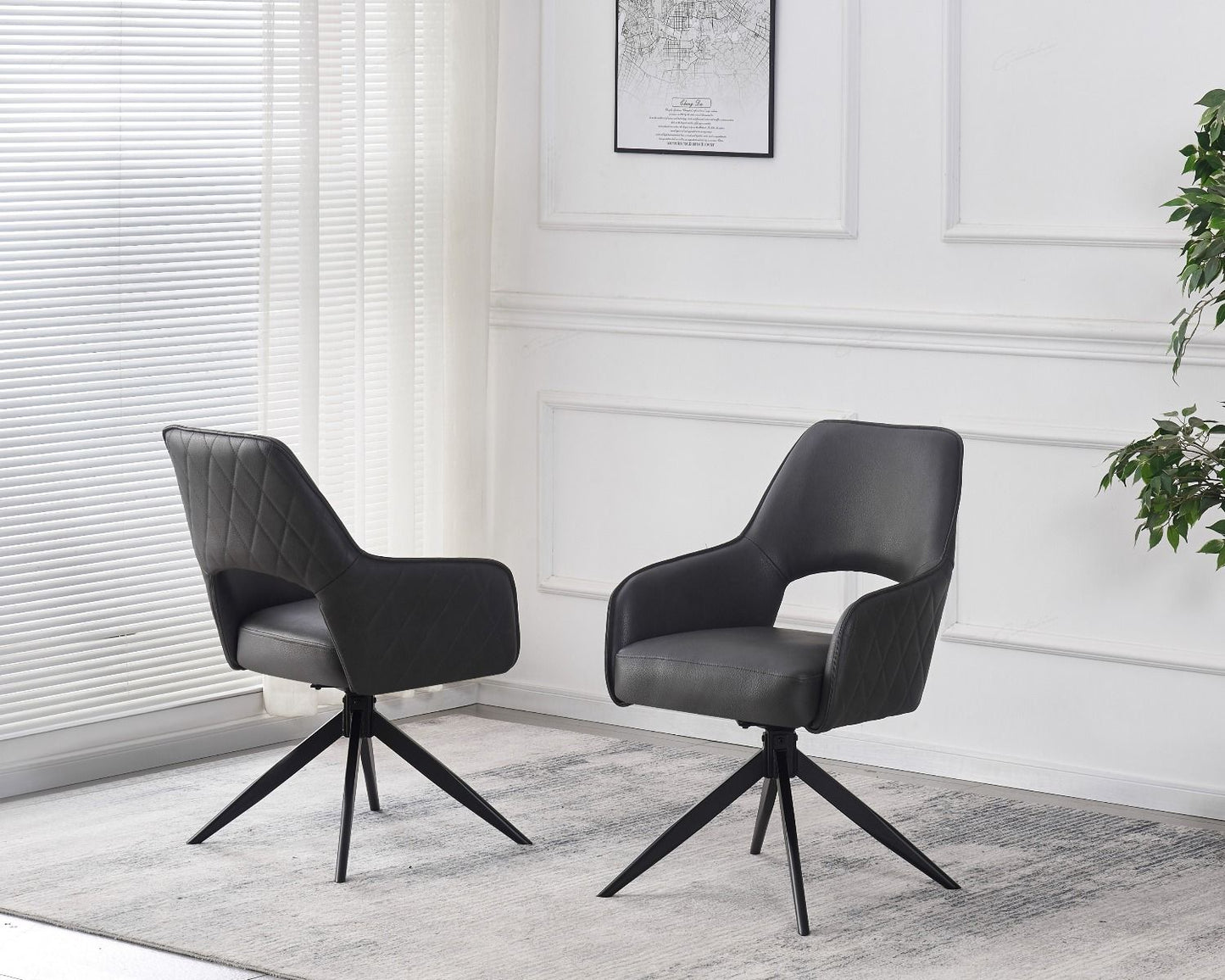 Giatalia Enrica Dark Grey PU Leather Dining Chair