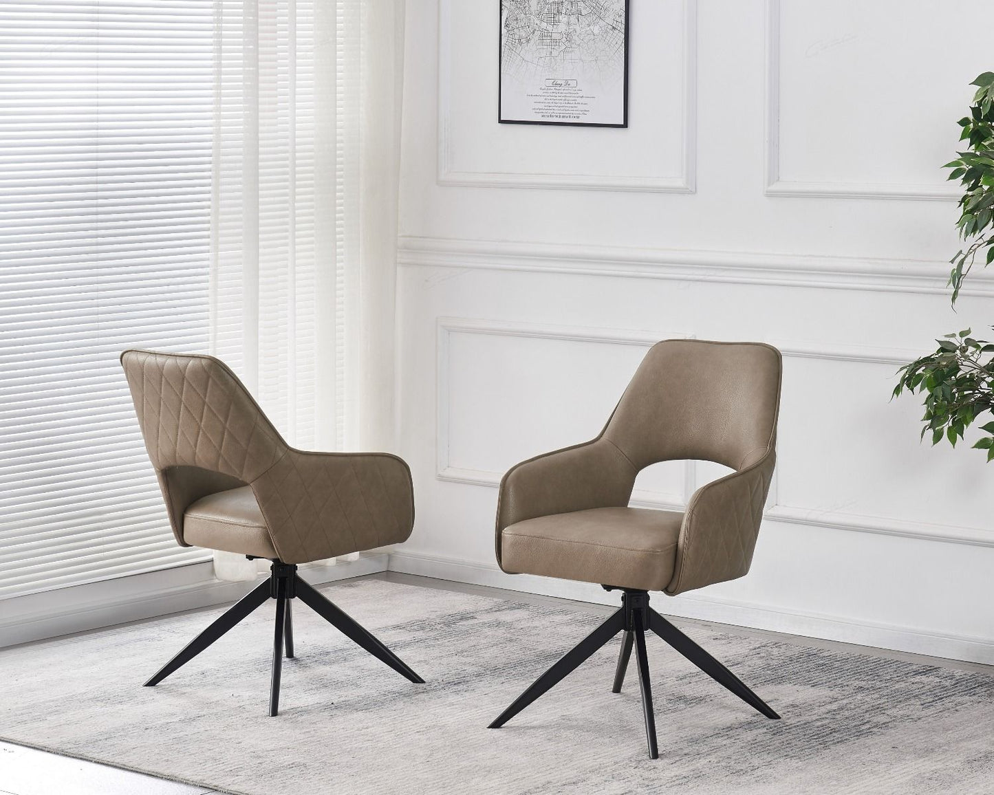 Giatalia Enrica Taupe PU Leather Dining Chair