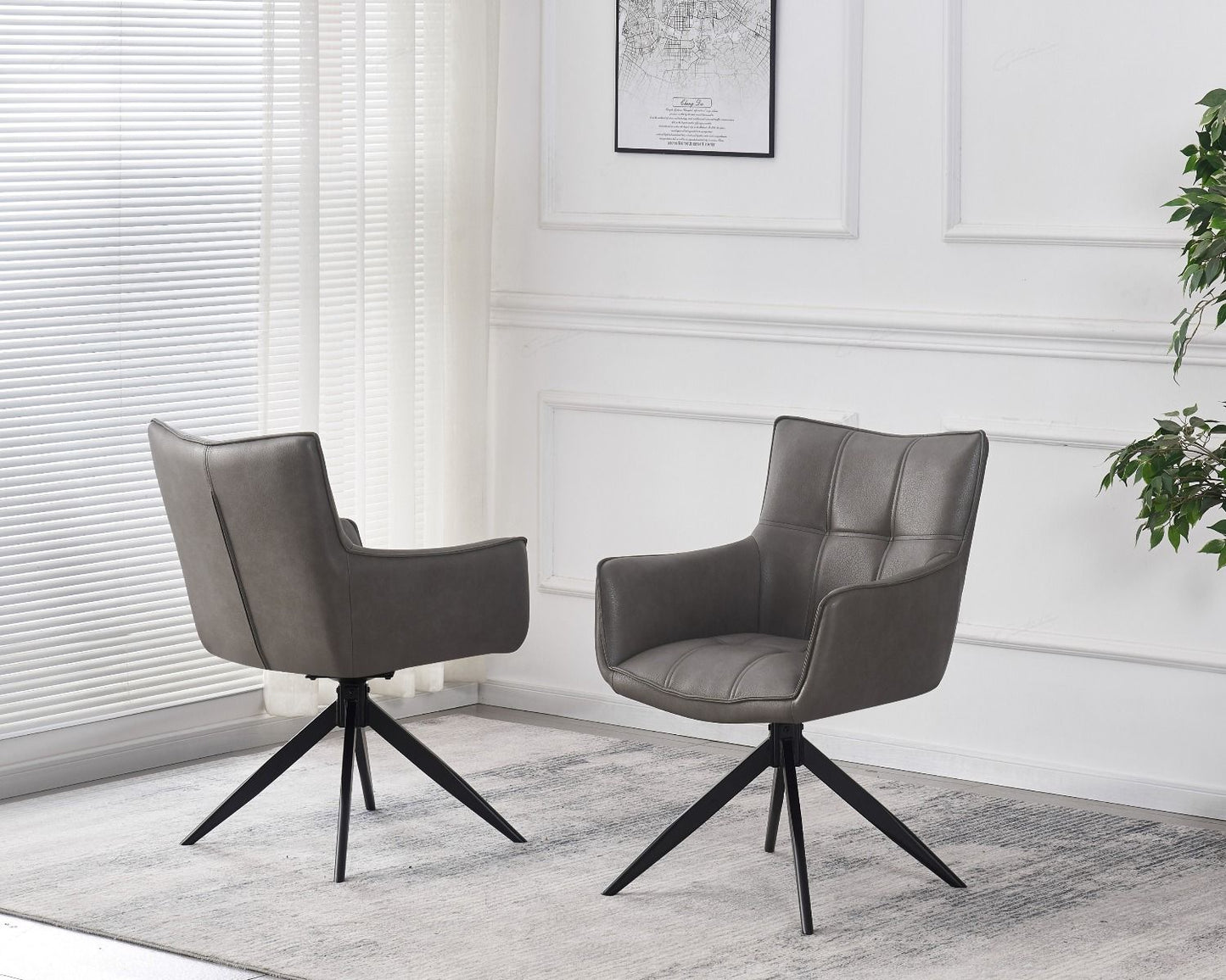 Giatalia Franca Storm Grey PU Leather Dinig Chair