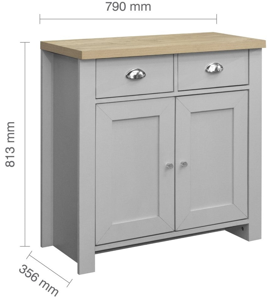 Birlea Highgate Grey And Oak 2 Door 2 Drawer Sideboard