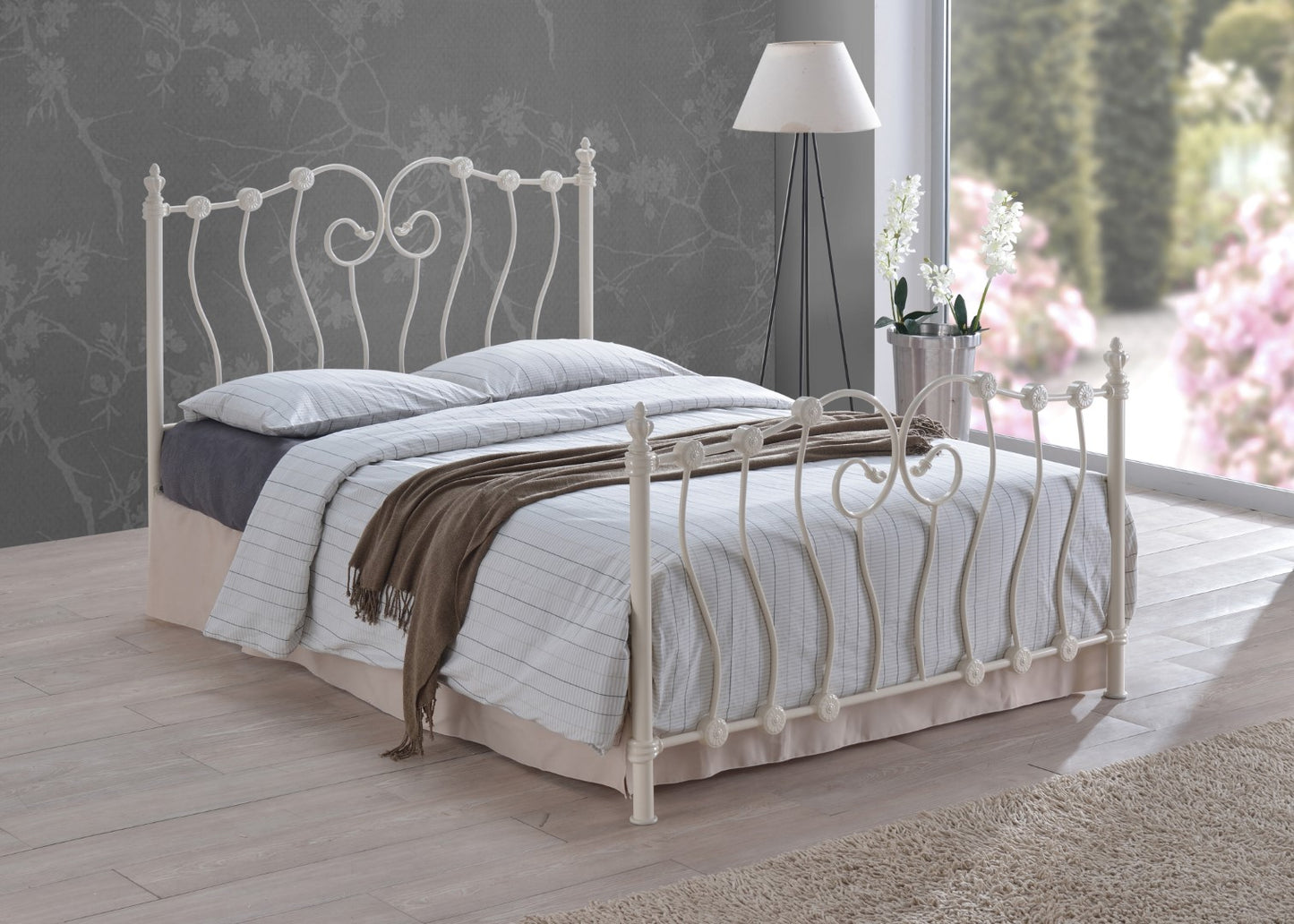 Time Living Inova 4ft6 Double Ivory Metal Bed Frame
