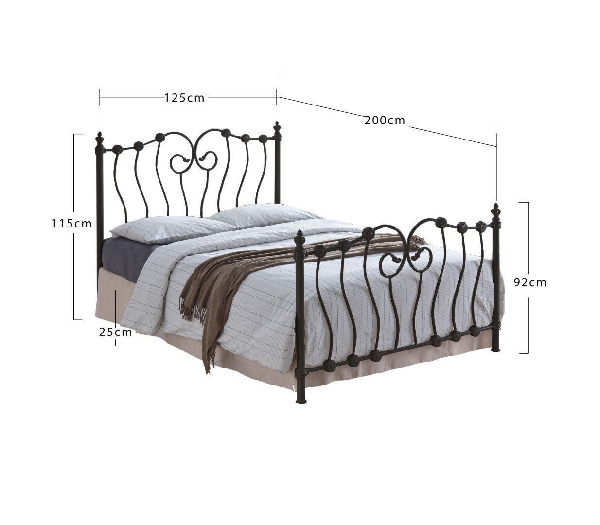 Time Living Inova 4ft Small Double Ivory Metal Bed Frame