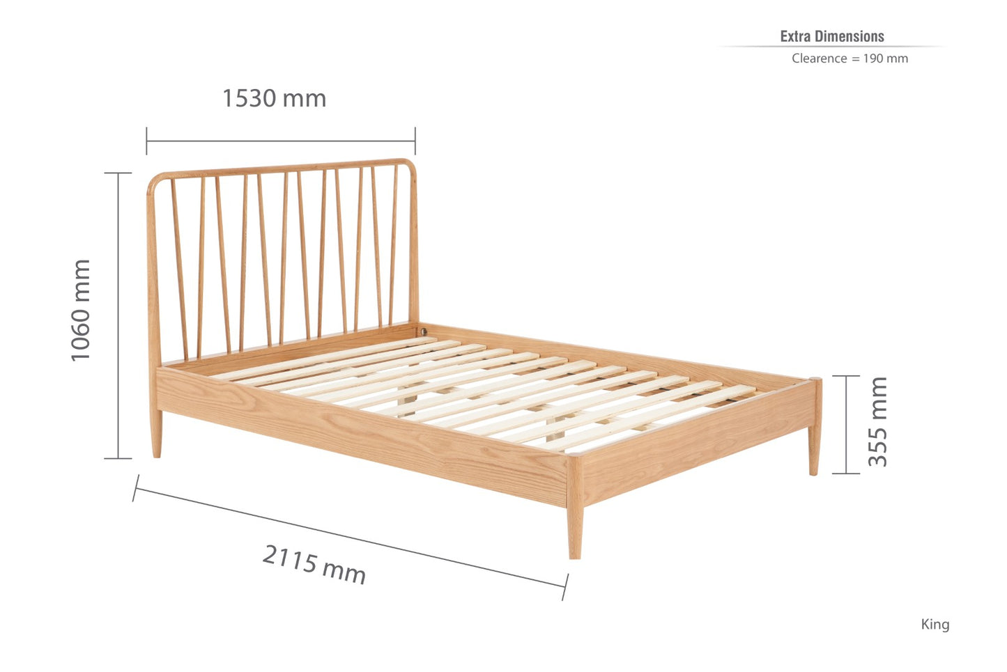 Birlea Jesper 5ft Kingsize Oak Bed Frame