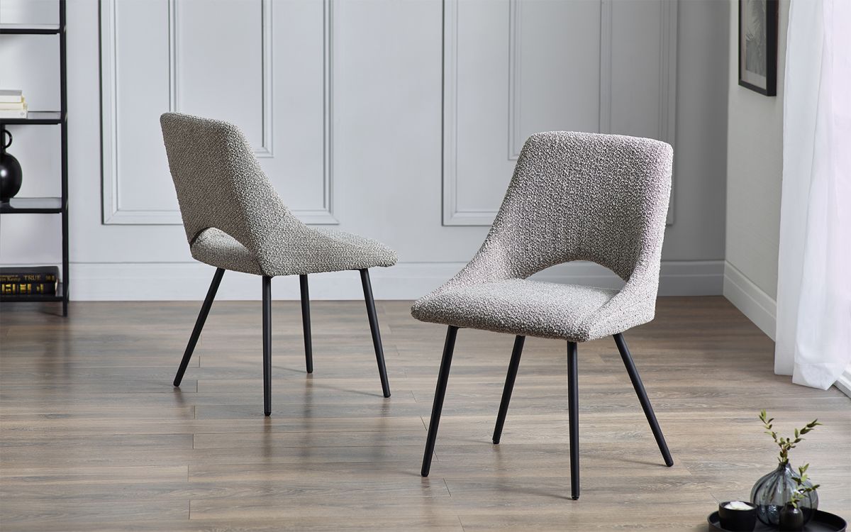2 x Julian Bowen Iris Grey Boucle Dining Chairs