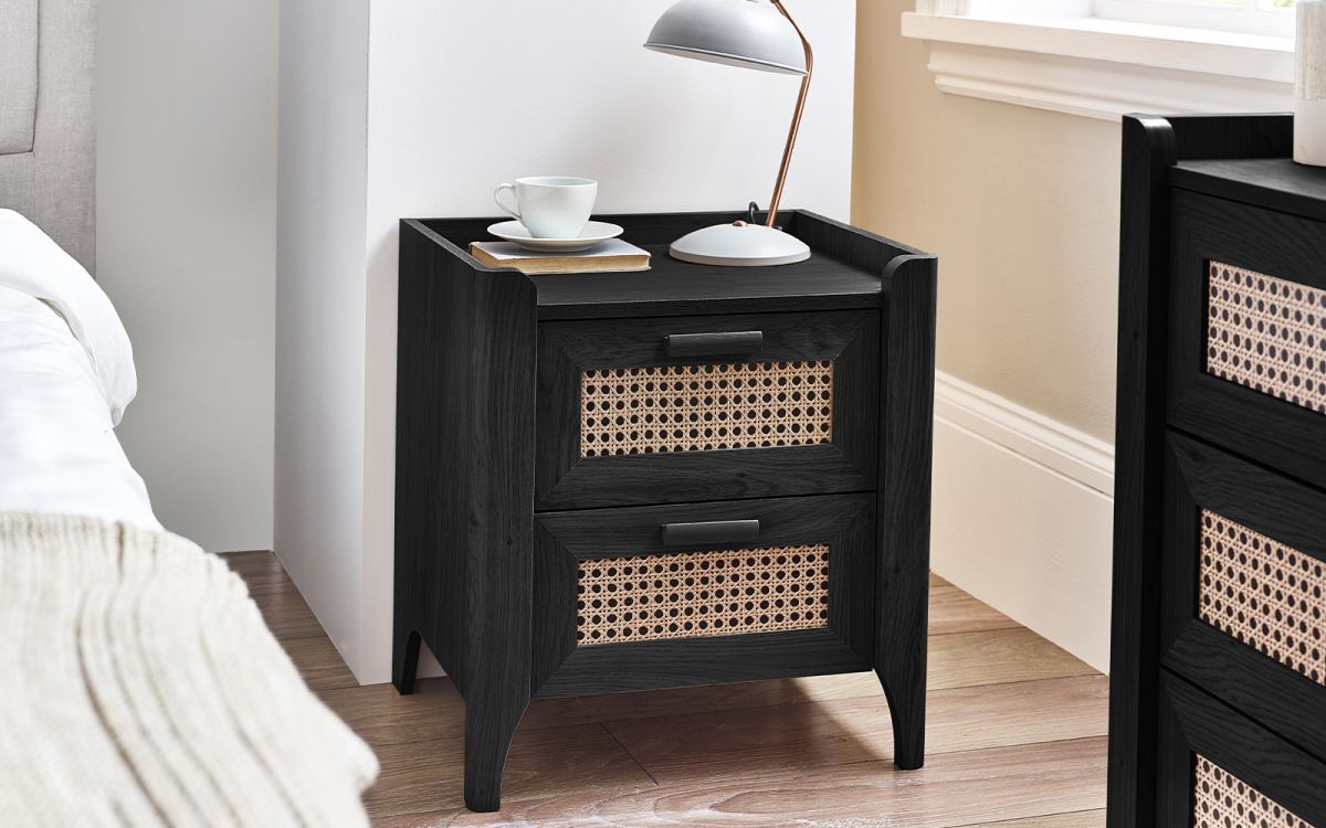 Julian Bowen Sydney Black Ash 2 Drawer Bedside