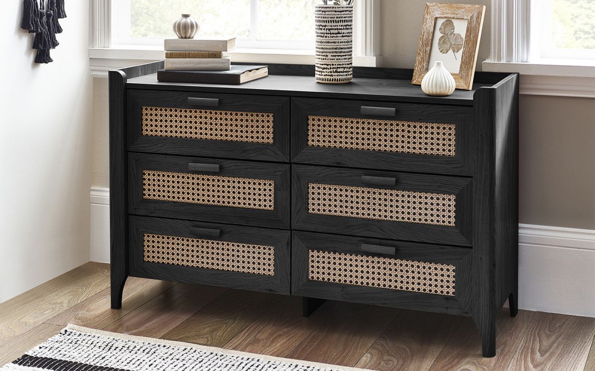 Julian Bowen Sydney Black Ash 6 Drawer Wide Chest