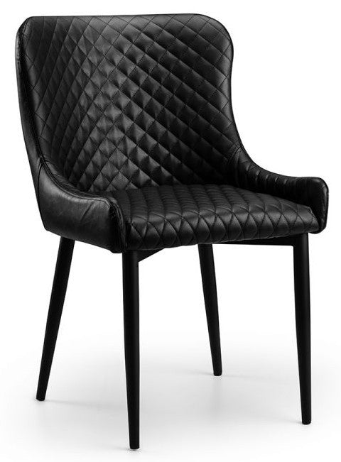 2 x Julian Bowen Black Faux Leather Dining Chairs