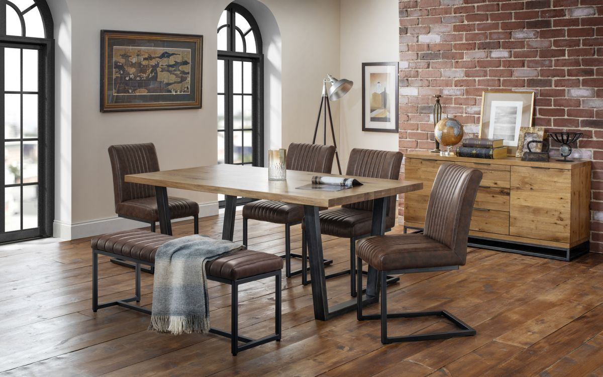 Julian Bowen Brooklyn Brown Faux Leather Upholstered Bench