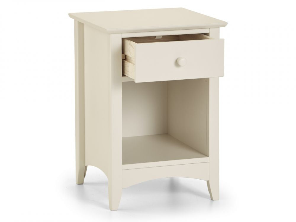 Julian Bowen Cameo 1 Drawer White Bedside Cabinet Table