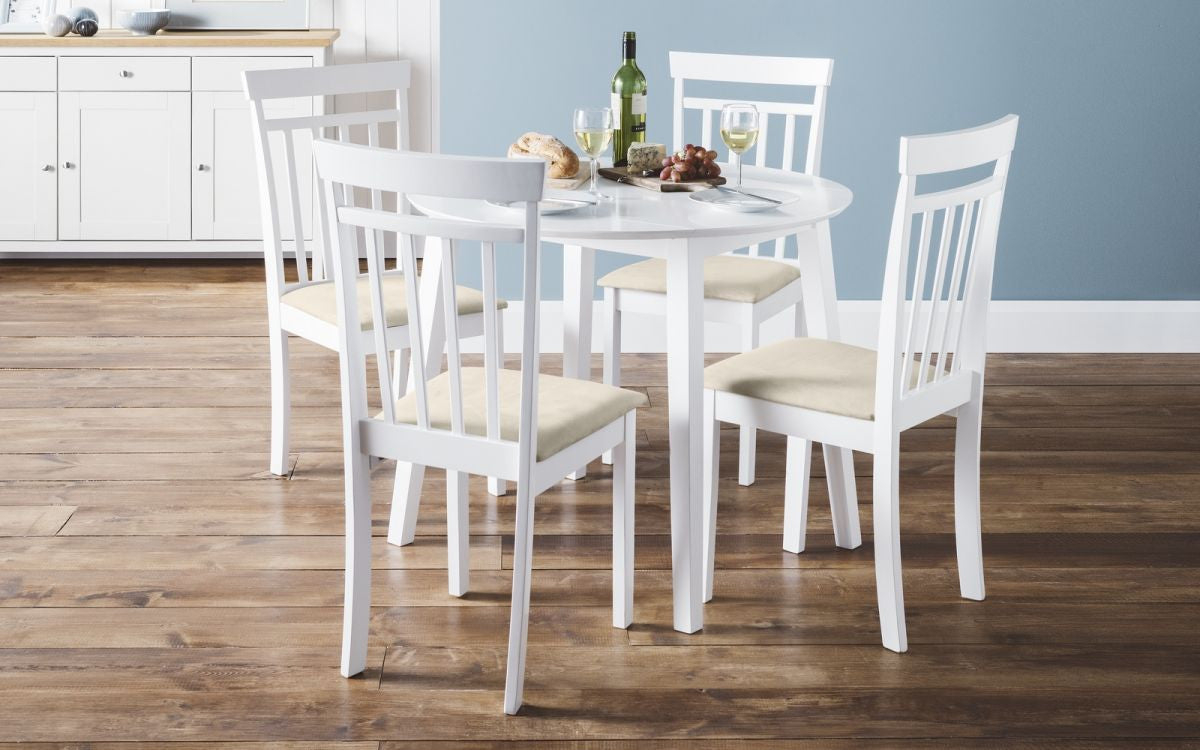 2 x Coast White Wooden Dining Chairs by Julian Bowen