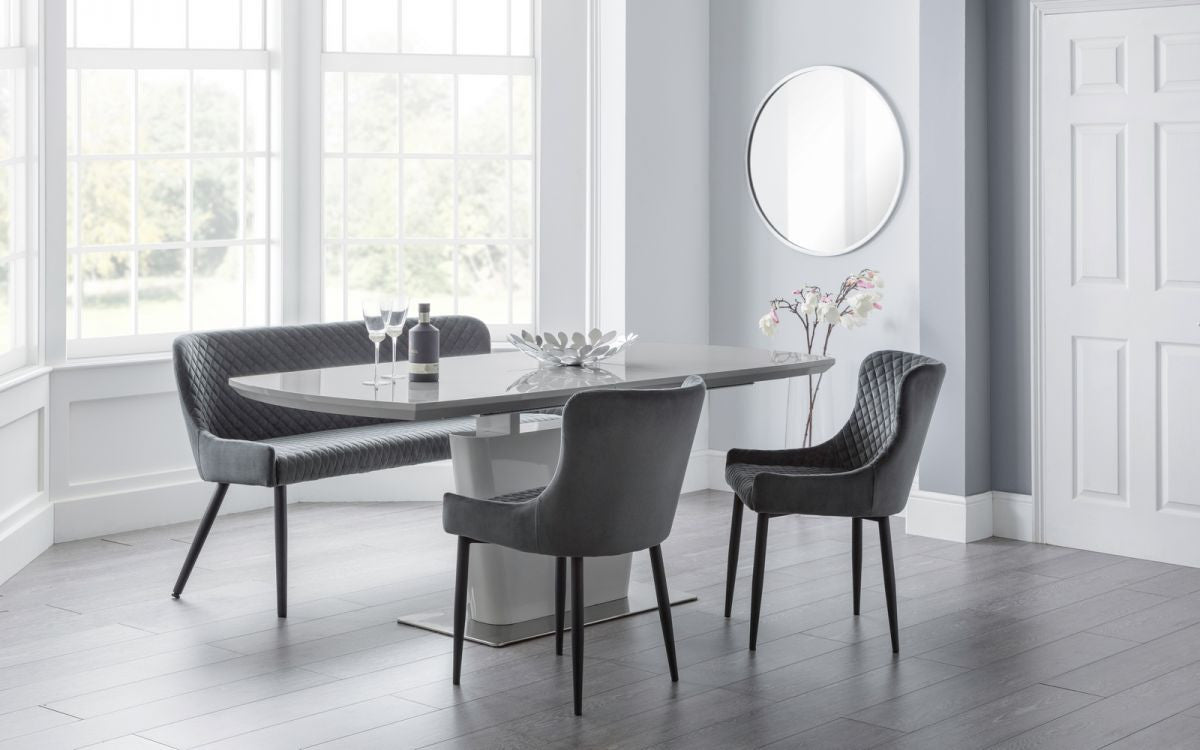 Julian Bowen Como Grey High Gloss Rectangular Extending Dining Table