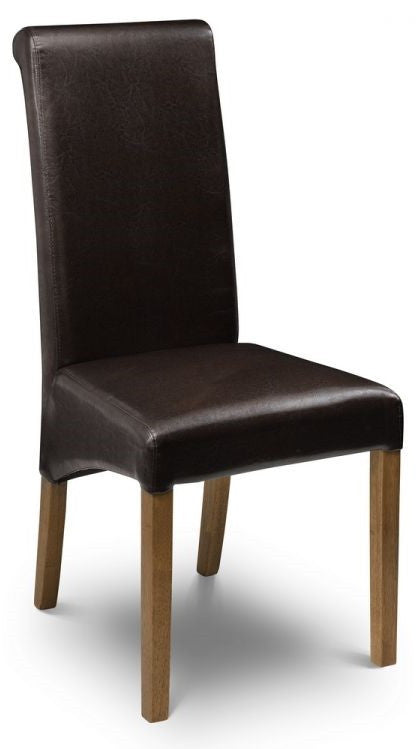 Julian Bowen Cuba Brown Leather And Oak Dining Chair