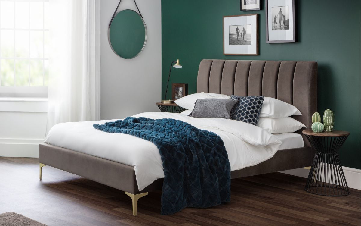 Julian Bowen Deco 5ft Kingsize Grey Velvet Bed