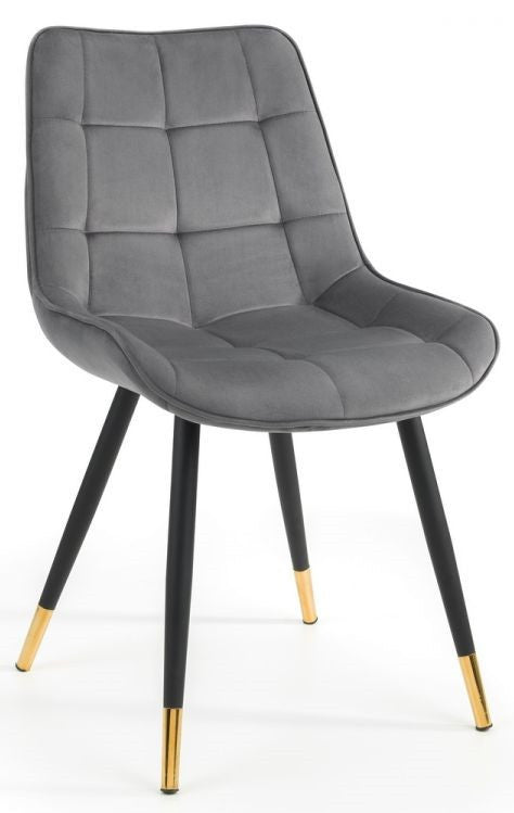 2 x Julian Bowen Hadid Grey Velvet Dining Chair