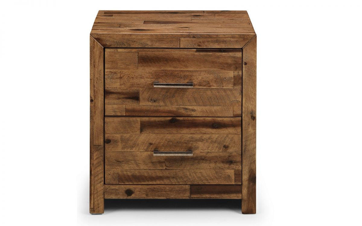 Julian Bowen Hoxton Rustic Solid Wood 2 Drawers Bedside Cabinet