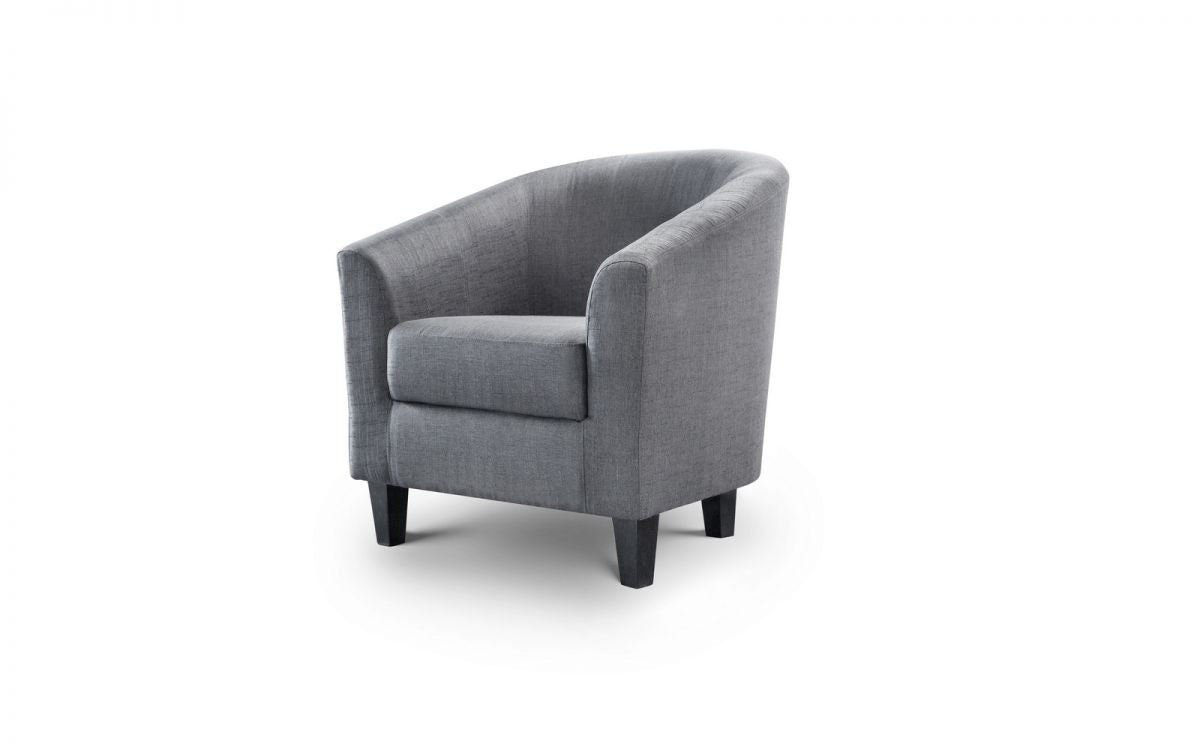 Julian Bowen Hugo Slate Grey Linen Fabric Tub Chair
