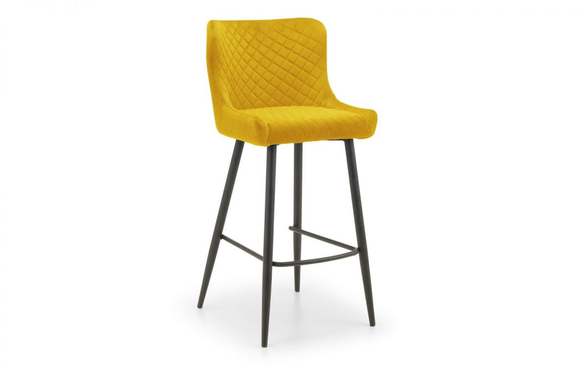 Julian Bowen Luxe Mustard Velvet Bar Stool