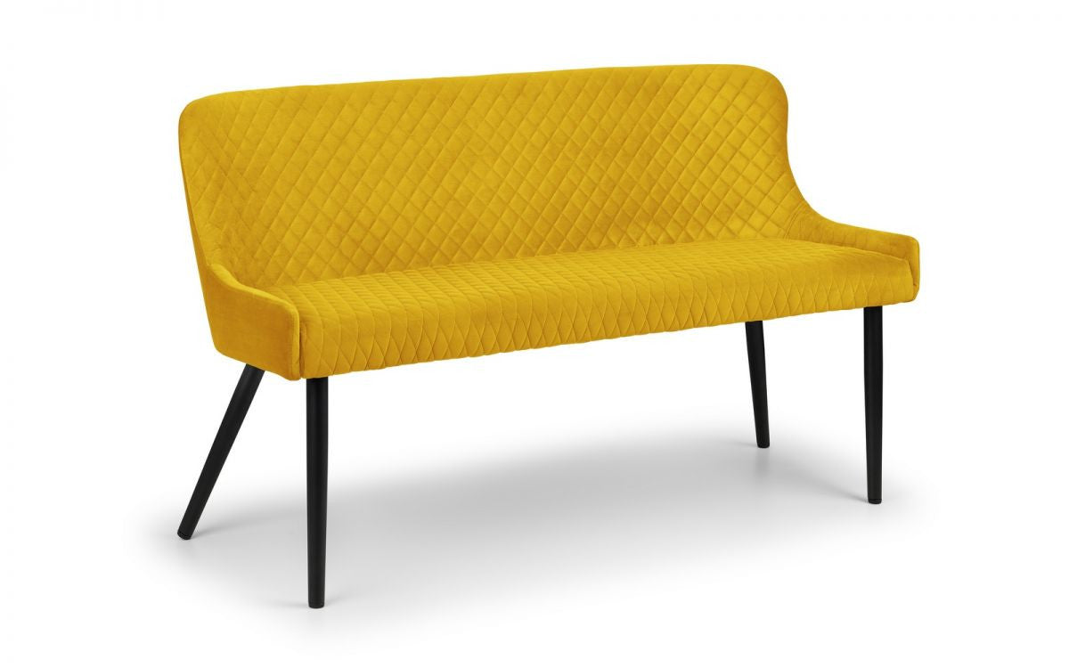 Julian Bowen Luxe Mustard Velvet High Back Dining Bench