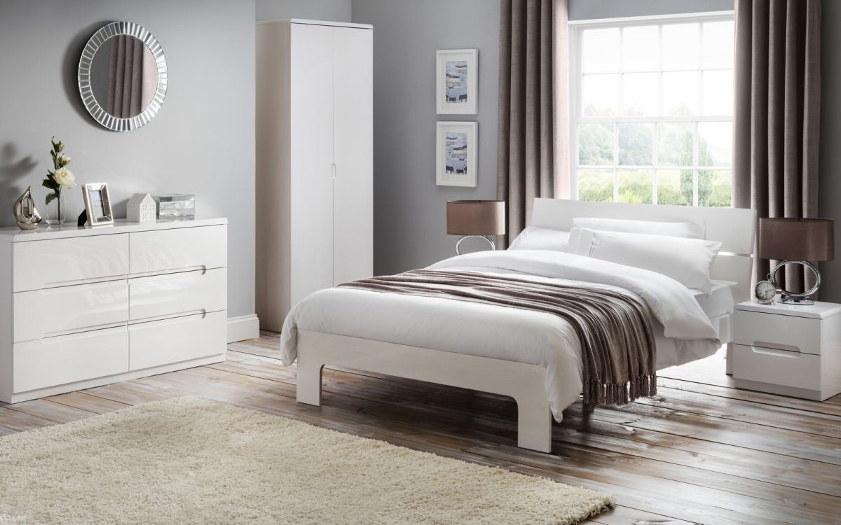 Julian Bowen Manhattan White High Gloss 2 Drawer Bedside