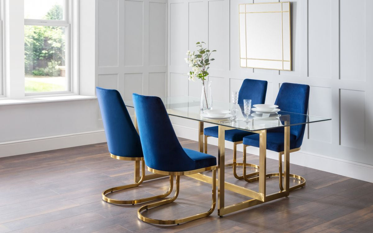 Julian Bowen Minori Gold Steel Rectangular Dining Table