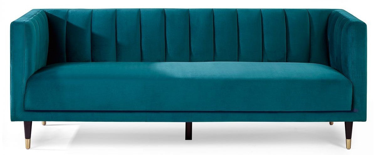 Julian Bowen Salma Teal Scalloped Back 3 Seater Sofa